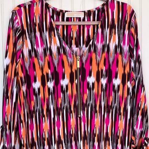 Michael Michael Kors Long Tunic Top Dress Half Zip V-Neck